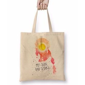 Baskı Dükkanı My Sun And Stars Bez Uzun Saplı Krem Rengi Çanta