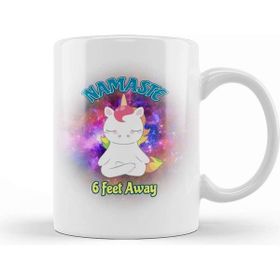 Baskı Dükkanı Namaste 6 Feet Away Unicorn Kupa