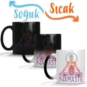 Baskı Dükkanı Namaste Yoga 02 Sihirli Porselen Kupa