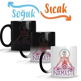 Baskı Dükkanı Namaste Yoga 02 Sihirli Porselen Kupa