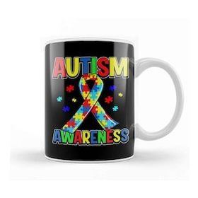 Baskı Dükkanı National Autism Awareness Day 2020 Colorful Puzzle Ribbon Kupa