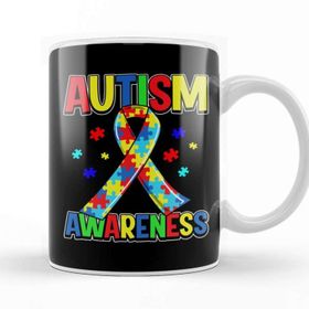 Baskı Dükkanı National Autism Awareness Day 2020 Colorful Puzzle Ribbon Kupa