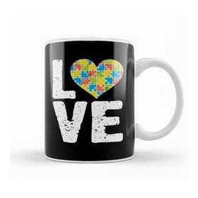 Baskı Dükkanı National Cute Autism Awareness Love Colorful Puzzle Heart Kupa