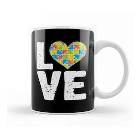 Baskı Dükkanı National Cute Autism Awareness Love Colorful Puzzle Heart Kupa