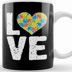 Baskı Dükkanı National Cute Autism Awareness Love Colorful Puzzle Heart Kupa