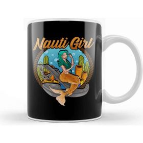 Baskı Dükkanı Nauti Girl Naughty Mermaid Nautical Pun Kupa