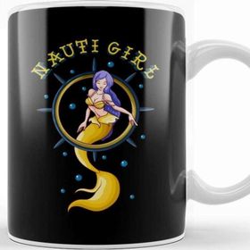 Baskı Dükkanı Nauti Girl Naughty Mermaid Nautical Pun Kupa