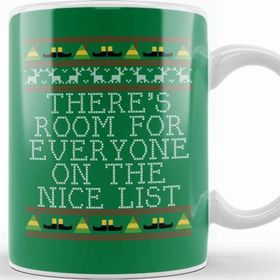Baskı Dükkanı Nice List Elf Quote Christmas Kni Kupa
