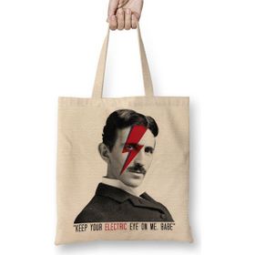Baskı Dükkanı Nikola Tesla Electric Eyes Bez Kadın Günlük Çanta