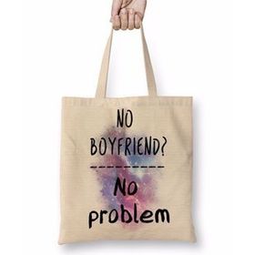 Baskı Dükkanı No Boyfriend No Problem Single Bez Kadın Günlük Çanta
