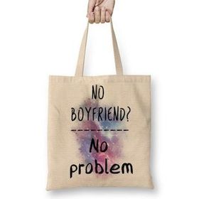 Baskı Dükkanı No Boyfriend No Problem Single Bez Kadın Günlük Çanta