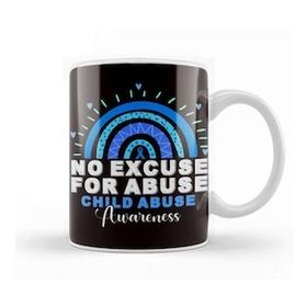 Baskı Dükkanı No For Child Abuse Excuse Prevention Month Blue Ribbon April Kupa
