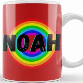 Baskı Dükkanı Noah Name Custom Vintage Retro Rainbow Style Design Gift Baby Gift For Him Kupa