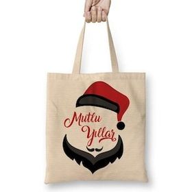 Baskı Dükkanı Noel Baba ile Mutlu Yıllar Bez Kadın Günlük Çanta