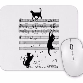 Baskı Dükkanı Notalar Müzik Cat Kedi Komik Mouse Pad