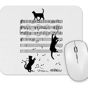 Baskı Dükkanı Notalar Müzik Cat Kedi Komik Mouse Pad