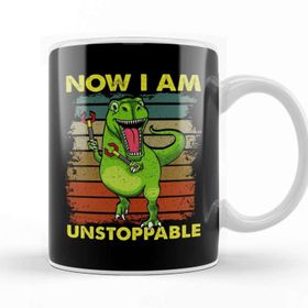 Baskı Dükkanı Now I Am Unstoppable Trex Funny Dinosaur Arms Pun Kupa