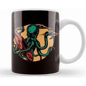 Baskı Dükkanı Octopus Surfer Surfing Surfboard Wave Ocean Water Sports Kupa