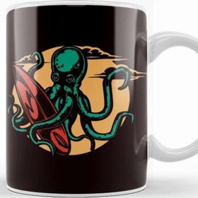 Baskı Dükkanı Octopus Surfer Surfing Surfboard Wave Ocean Water Sports Kupa