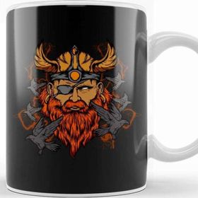 Baskı Dükkanı Odin The Norse Mythology Viking God &amp; His Ravens Kupa