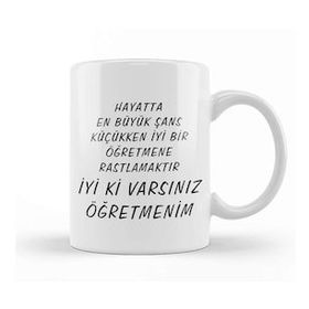 Baskı Dükkanı Öğretmen Günü Öğretmene Güzel Söz Kupa Bardak