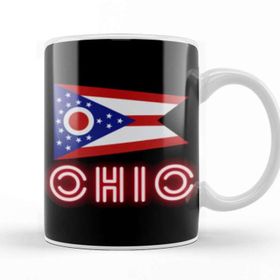 Baskı Dükkanı Ohio State Flag Gift Vintage Retro Rainbow Style Kupa