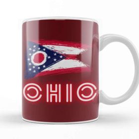 Baskı Dükkanı Ohio State Flag Gift Vintage Retro Rainbow Style Kupa