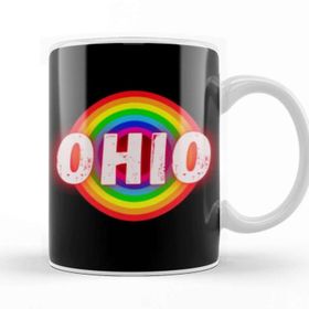 Baskı Dükkanı Ohio State Flag Gift Vintage Retro Rainbow Style Kupa