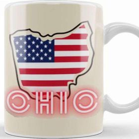 Baskı Dükkanı Ohio State Flag Gift Vintage Retro Rainbow Style Kupa