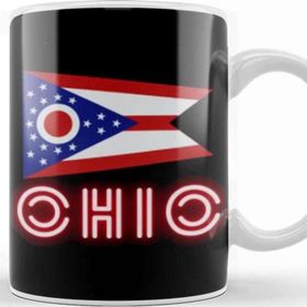 Baskı Dükkanı Ohio State Flag Gift Vintage Retro Rainbow Style Kupa