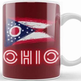 Baskı Dükkanı Ohio State Flag Gift Vintage Retro Rainbow Style Kupa