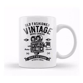 Baskı Dükkanı Old Fashioned Vintage Movie Camera Kupa