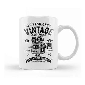Baskı Dükkanı Old Fashioned Vintage Movie Camera Kupa