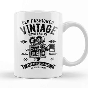 Baskı Dükkanı Old Fashioned Vintage Movie Camera Kupa