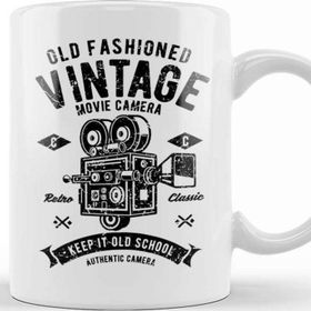Baskı Dükkanı Old Fashioned Vintage Movie Camera Kupa