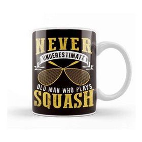 Baskı Dükkanı Old Man Squash Player Indoor Tennis Court Ball Sports Match Kupa