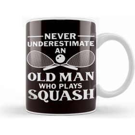 Baskı Dükkanı Old Man Squash Player Indoor Tennis Court Ball Sports Match Kupa