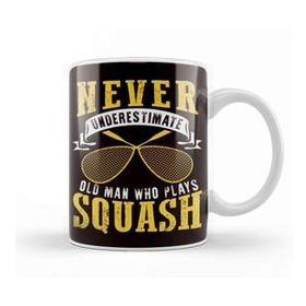 Baskı Dükkanı Old Man Squash Player Indoor Tennis Court Ball Sports Match Kupa
