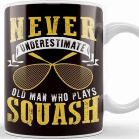 Baskı Dükkanı Old Man Squash Player Indoor Tennis Court Ball Sports Match Kupa