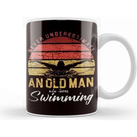 Baskı Dükkanı Old Man Swimmer Swimming Pool Retro Swim Water Sports Coach Kupa