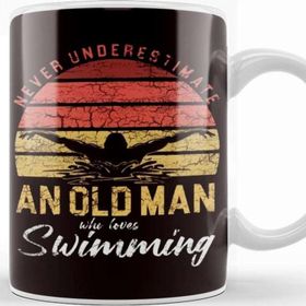 Baskı Dükkanı Old Man Swimmer Swimming Pool Retro Swim Water Sports Coach Kupa
