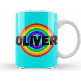 Baskı Dükkanı Oliver Name Vintage Retro Rainbow Style Custom Design Gift Baby Gift For Hm Kupa