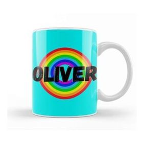 Baskı Dükkanı Oliver Name Vintage Retro Rainbow Style Custom Design Gift Baby Gift For Hm Kupa
