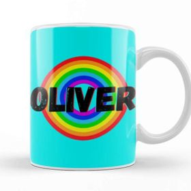 Baskı Dükkanı Oliver Name Vintage Retro Rainbow Style Custom Design Gift Baby Gift For Hm Kupa