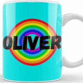 Baskı Dükkanı Oliver Name Vintage Retro Rainbow Style Custom Design Gift Baby Gift For Hm Kupa