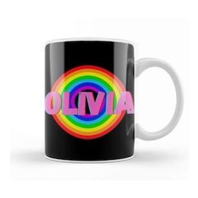 Baskı Dükkanı Olivia Name Personalized Custom Vintage Retro Rainbow Style Design Gift Baby Gift For Her Kupa