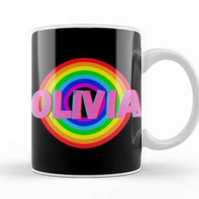 Baskı Dükkanı Olivia Name Personalized Custom Vintage Retro Rainbow Style Design Gift Baby Gift For Her Kupa