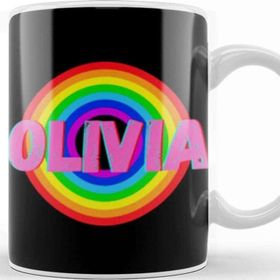 Baskı Dükkanı Olivia Name Personalized Custom Vintage Retro Rainbow Style Design Gift Baby Gift For Her Kupa