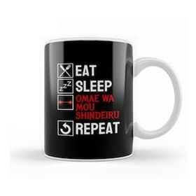 Baskı Dükkanı Omae Wa Mou Shindeiru Eat Sleep Anime Repeat Meme Kupa