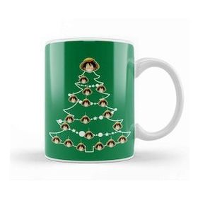 Baskı Dükkanı One Piece Luffy Christmas Tree Baubles Kupa